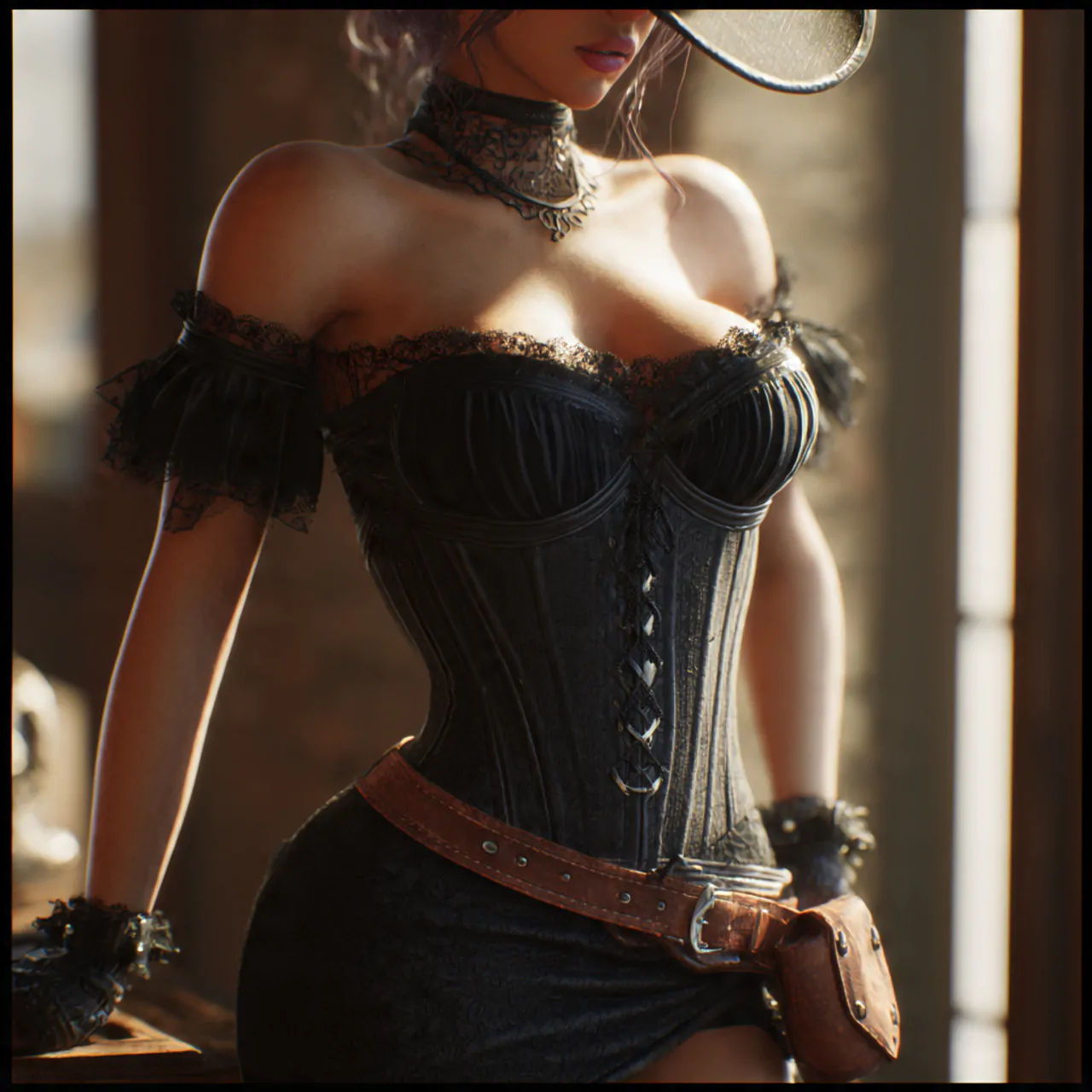 off shoulder dress with sculpted accessorieswester