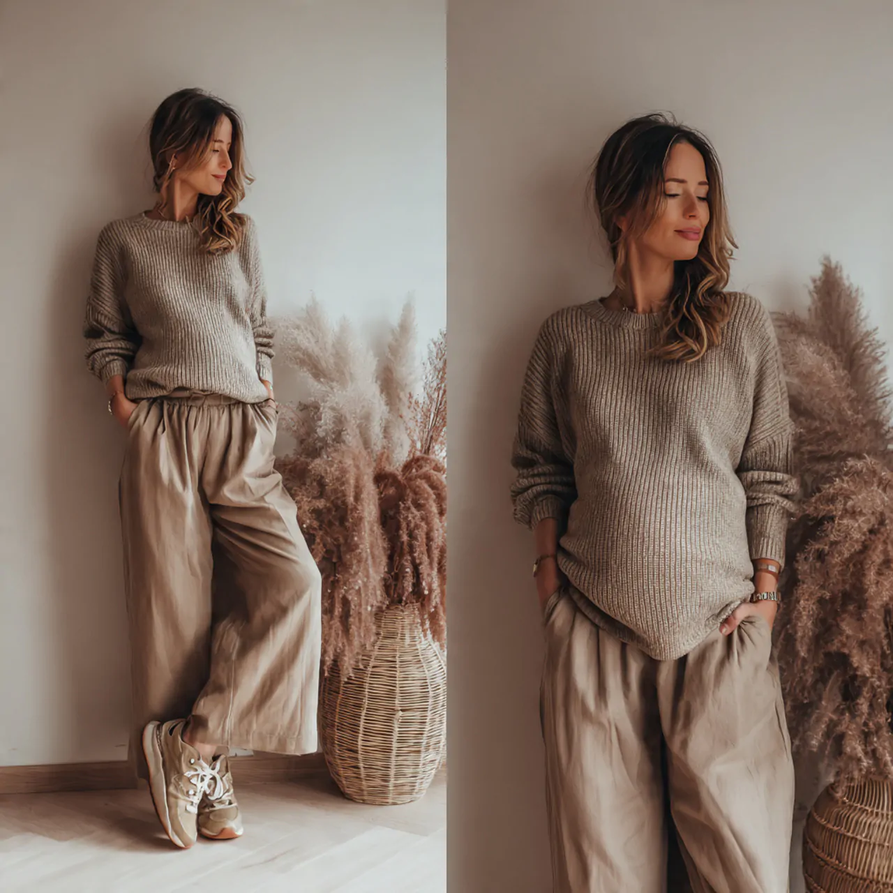 wide leg linen pants with fitted knit topspring pr 2