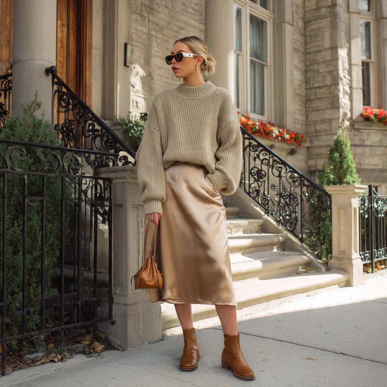 create women image wearing oversized sweater with