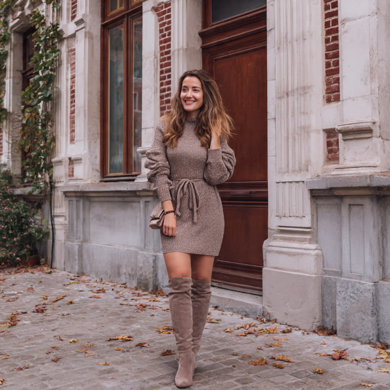 knit dress with knee high bootsfirst date night wo