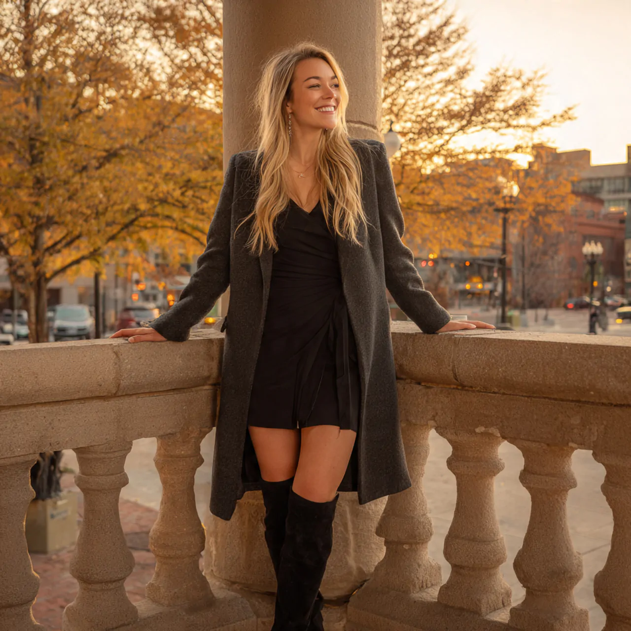 little black dress with long coatfirst date night