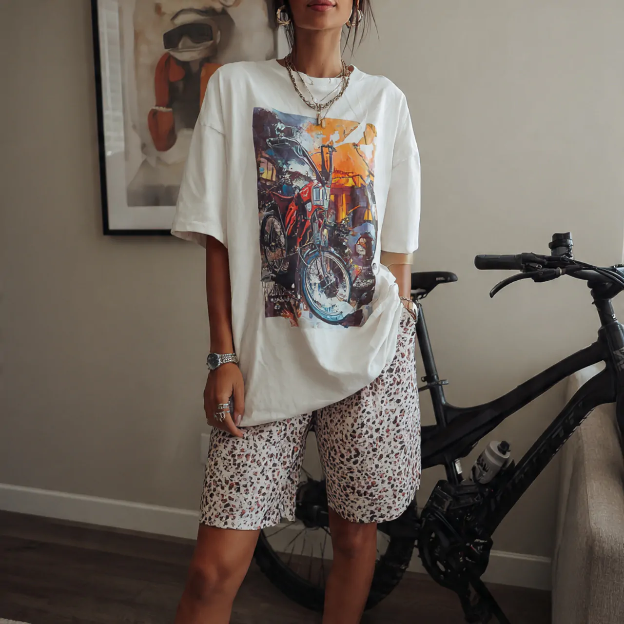 16 Chic Comfy Casual Summer Outfits That Are Easy to Wear 3 oversized graphic tee with biker shortscomfy casua