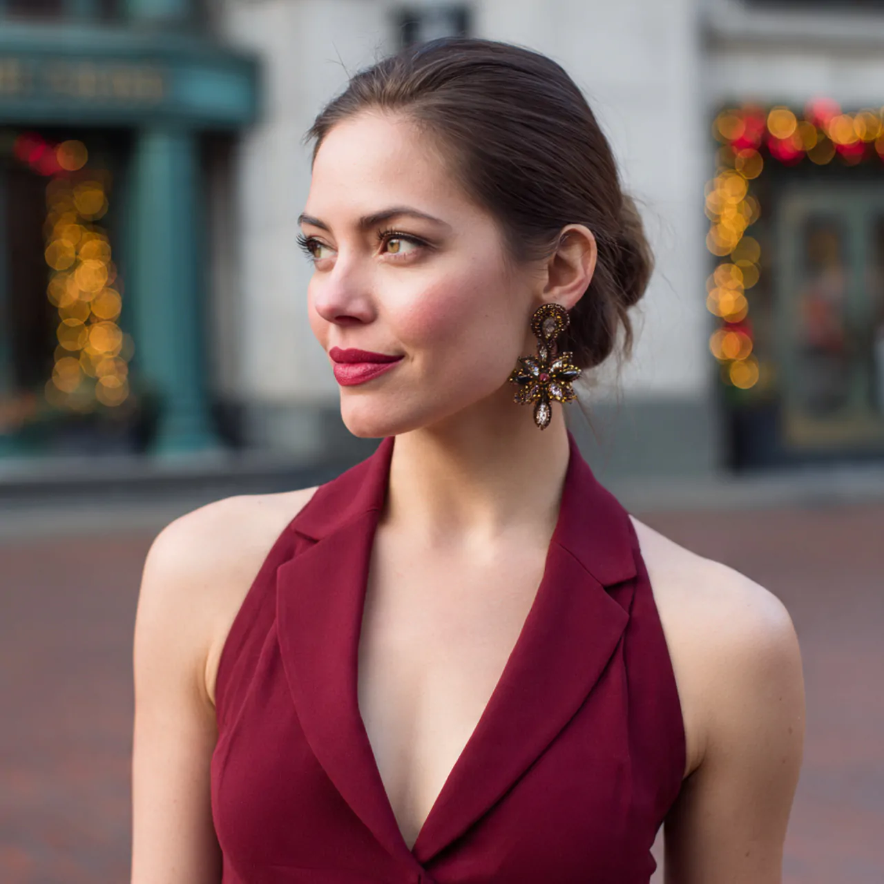 tailored jumpsuit with statement earringsfirst dat