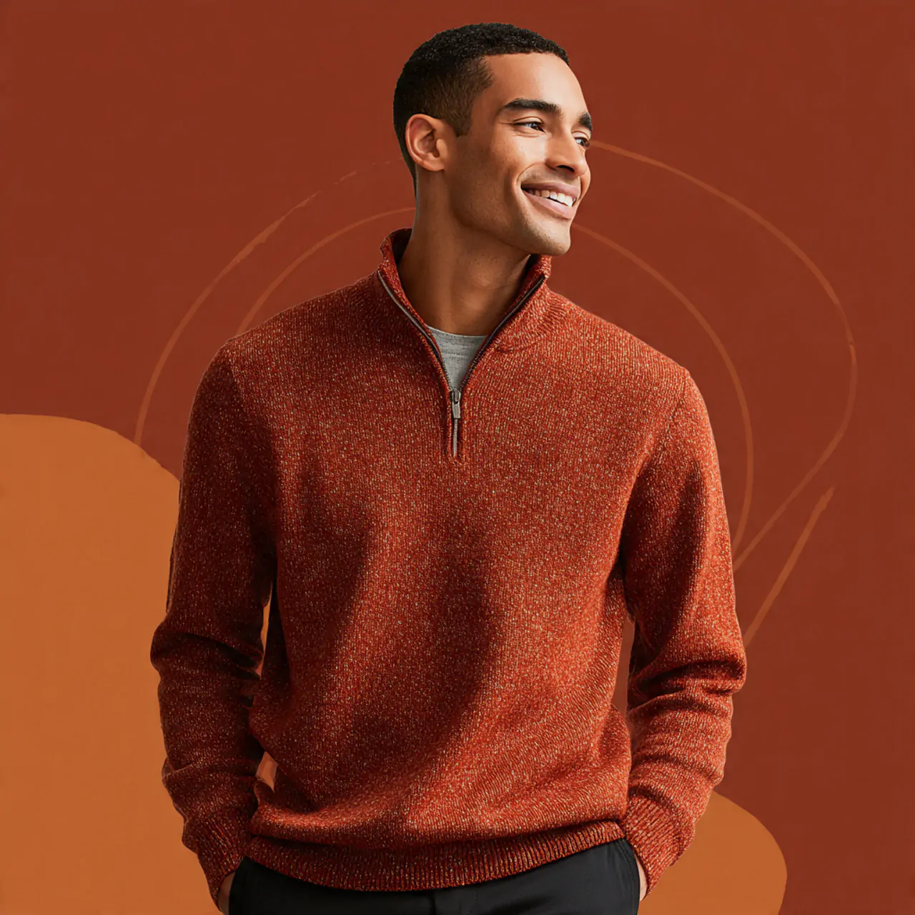 Thanksgiving Outfit Men: 17 Polished Looks for a Stylish Holiday 9 thanksgiving outfit men in rust quarter zip with c