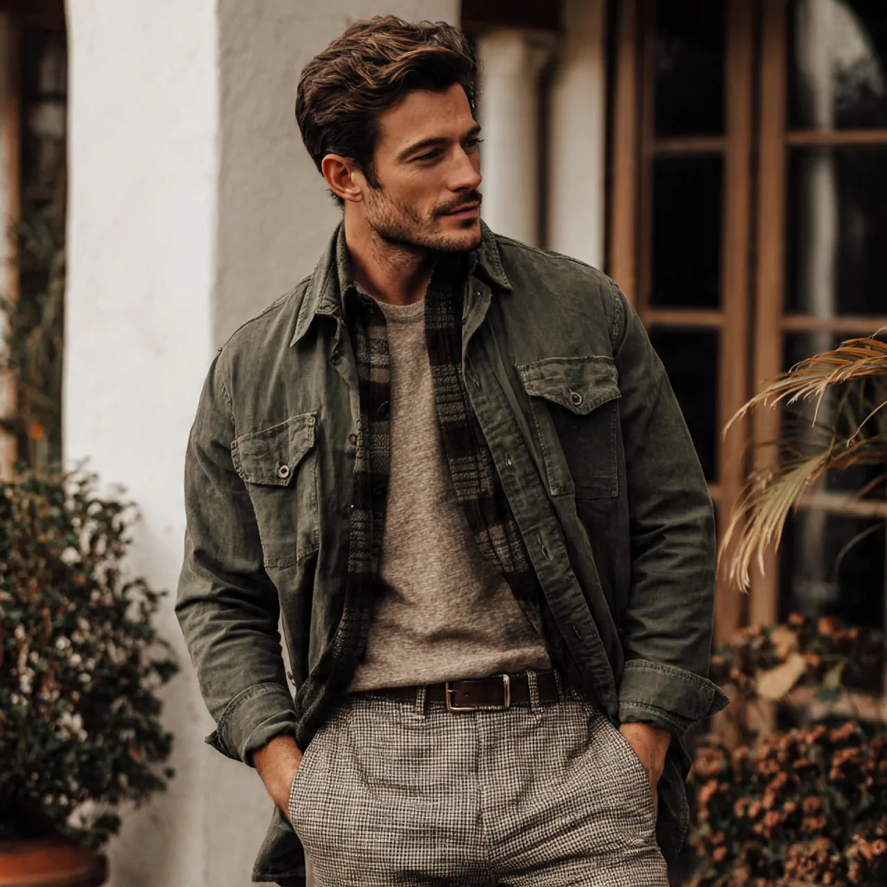 Thanksgiving Outfit Men: 17 Polished Looks for a Stylish Holiday 2 thanksgiving outfit men with olive overshirt style