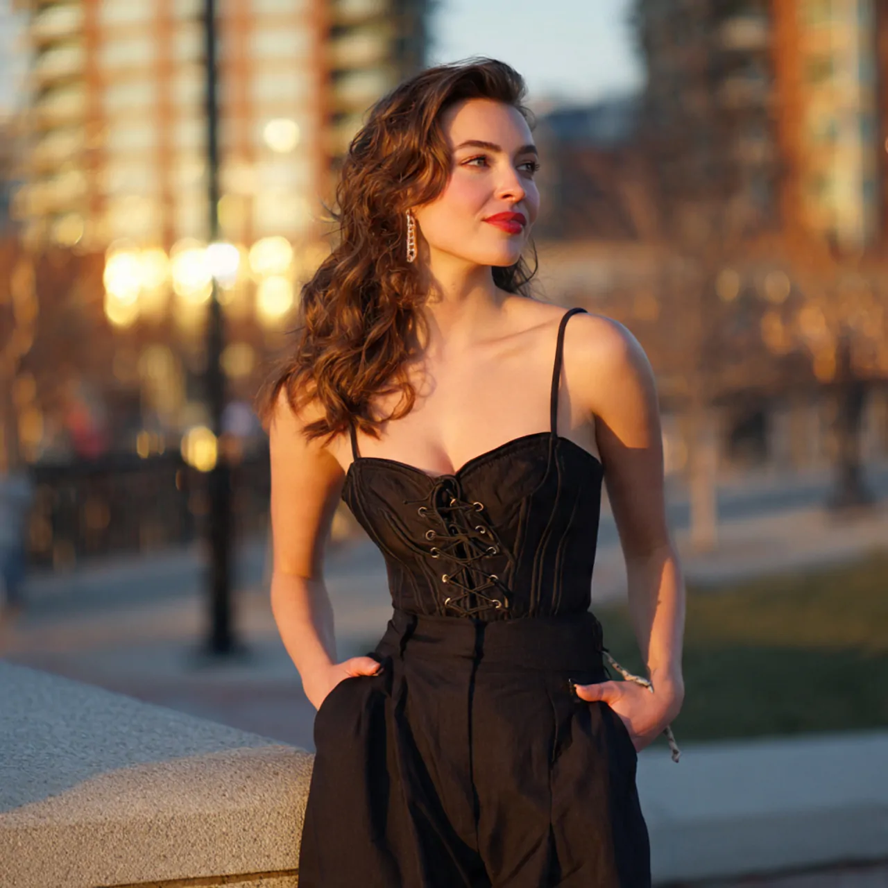 wide leg pants with a corset topfirst date night w